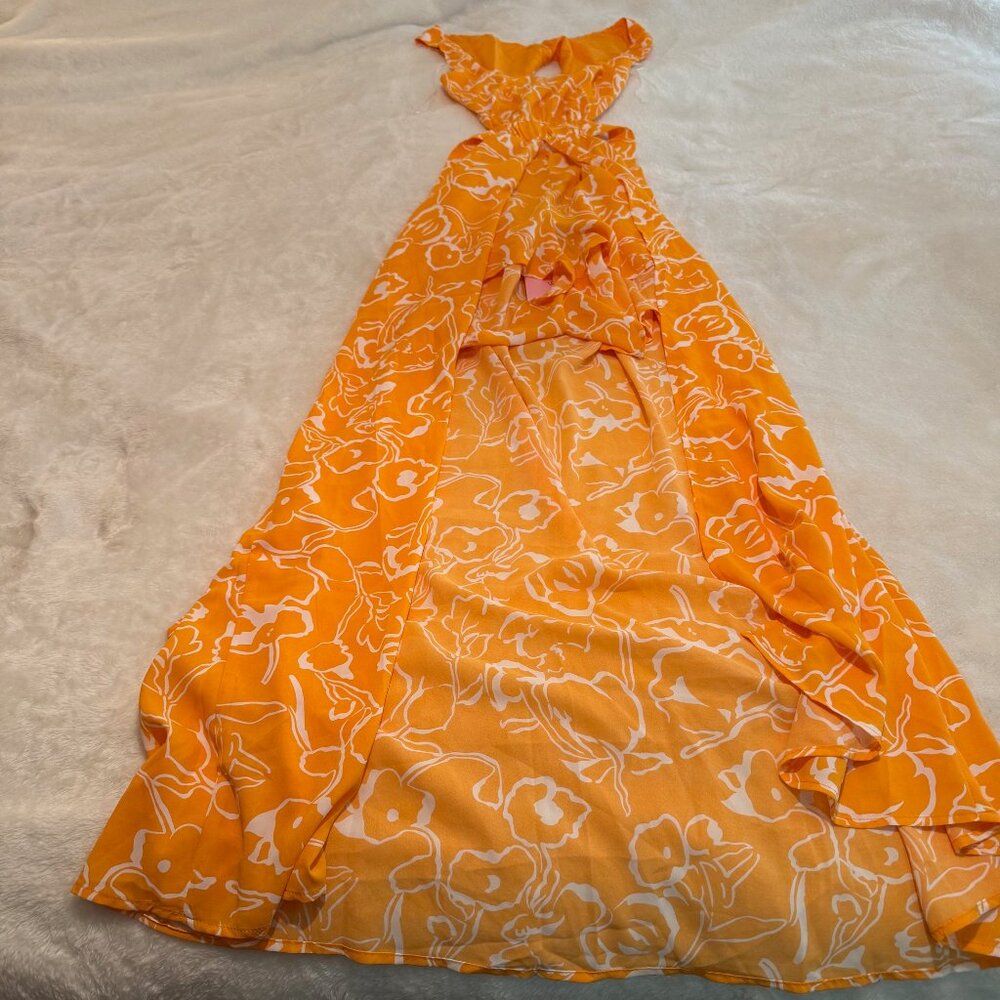 Hello Molly NWT Orange and White Romper/Dress Unique Back Size XS